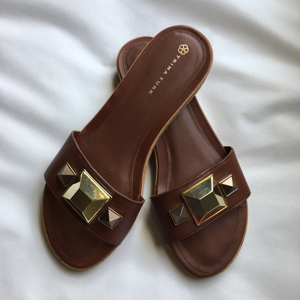 Trina Turk Calabasas Brown Slip On Sandals Size 10